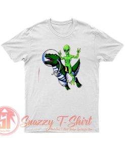 Alien Riding T Rex T Shirt