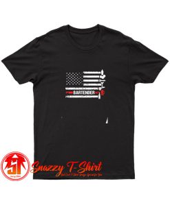 American Flag Cocktail Shaker Bartender T Shirt