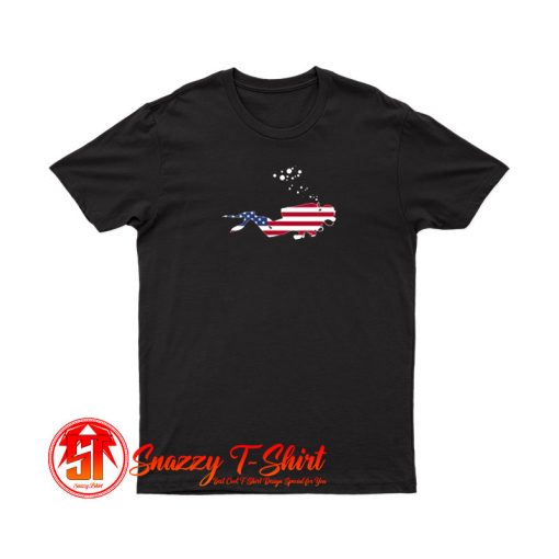 American Flag USA Free Diving Scuba Diver T Shirt