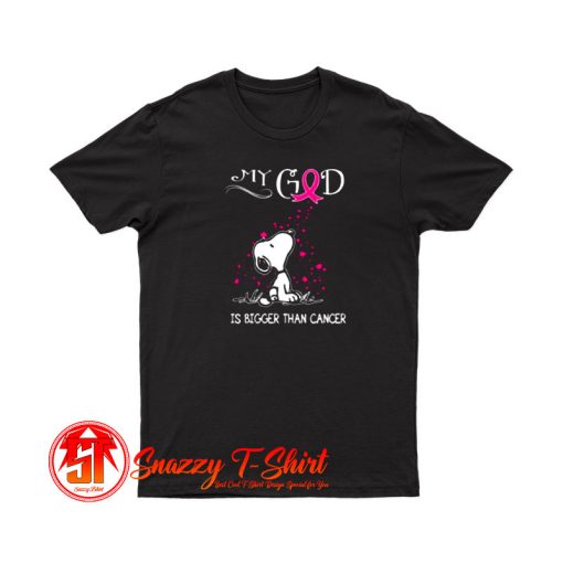 Breast Cancer Awareness My God Is Bigger Than Cancer Snoopy T Shirt