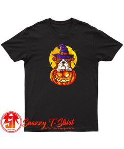 Bulldog Witch Pumpkin Halloween T Shirt