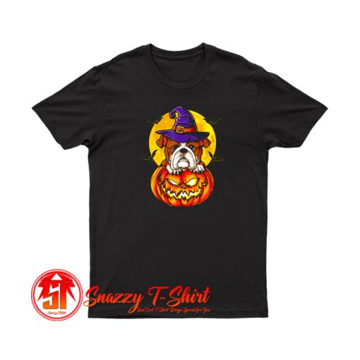 Bulldog Witch Pumpkin Halloween T Shirt