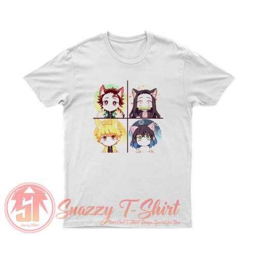 Demon Slayer Tanjiro Nezuko Zenitsu Inosuke Cute Chibi Art T Shirt