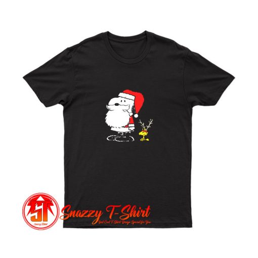 Peanuts Snoopy Woodstock Antlers Santa Claus T Shirt