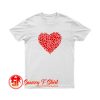 Red Floral Pattern Heart T Shirt