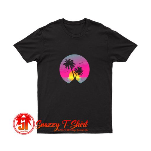 Retro 80s Aesthetic Sunset In A Circle T Shirt