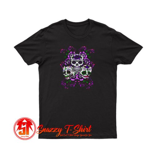 Skull Purple Floral T Shirt