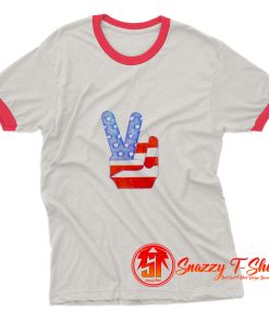 1960s PEACE FINGERS Classic 60s Ringer Tee