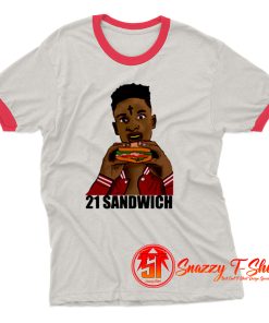 21 Savage Eating a Sandwich Ringer Tee