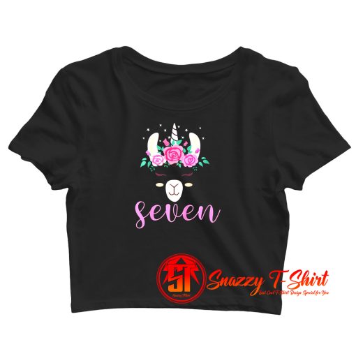 7 Years Old Llamacorn Birthday Crop Top Shirt