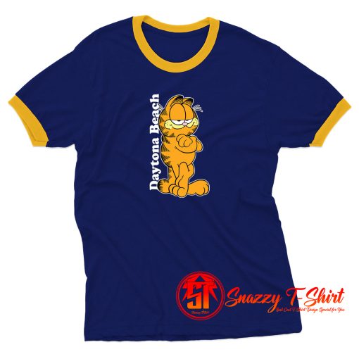 80s Garfield Cartoon Daytona Beach Florida Ringer Tee