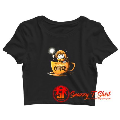 Accio Coffee Cute Wizard In A Coffee Cup Harry Potter Crop Top Shirt