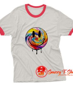 Acid Dripping Smiley Face Tie Dye Ringer Tee