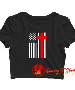 American Flag Christian Cross USA Flag Crop Top Shirt