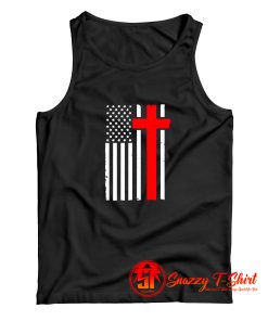 American Flag Christian Cross USA Flag Tank Top