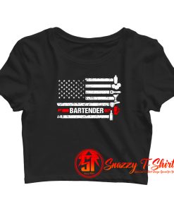 American Flag Cocktail Shaker Bartender Crop Top Shirt