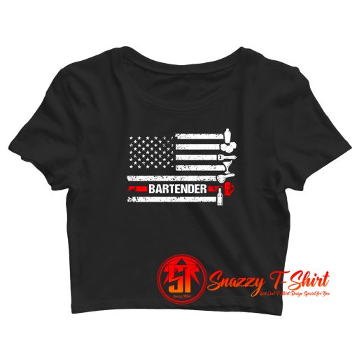 American Flag Cocktail Shaker Bartender Crop Top Shirt