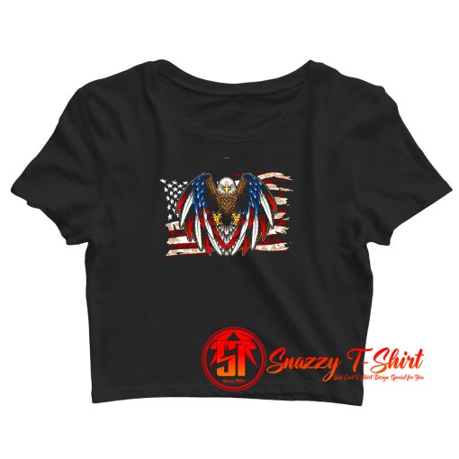 American Flag Patriotic Eagle Crop Top Shirt