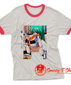 Anime Girl Aesthetic Waifu Kawaii Vaporwave Game Art Pixelart 8bit Hot Sexy Manga Japan Japanese Ringer Tee