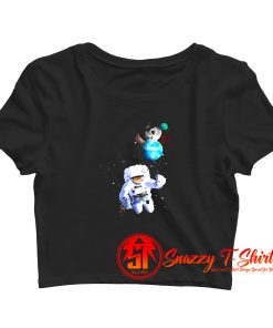 Astro Cat With Planet Balloons Crop Top Shirt