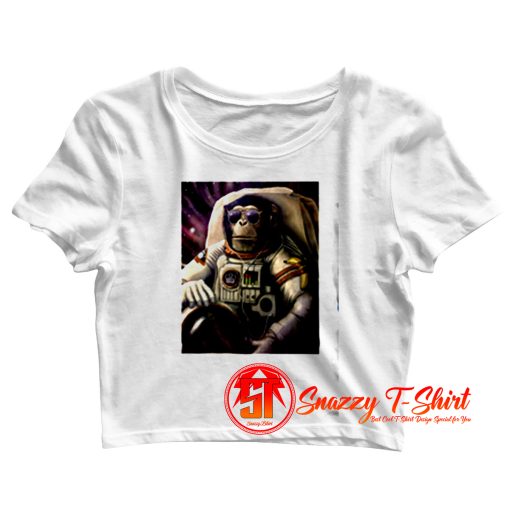 Astronaut Funny Monkey Chimp In Space Crop Top Shirt