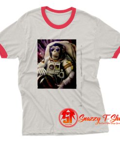 Astronaut Funny Monkey Chimp In Space Ringer Tee