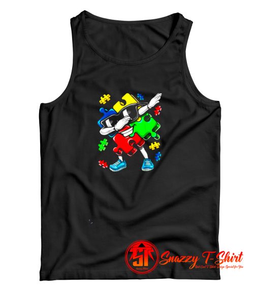 Autism Awareness Dabbing Puzzle Piece Tank Top