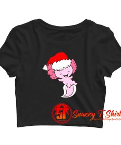 Axolotl With Santa Hat Cute Christmas Crop Top Shirt