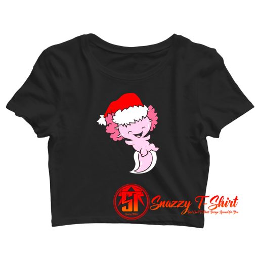 Axolotl With Santa Hat Cute Christmas Crop Top Shirt