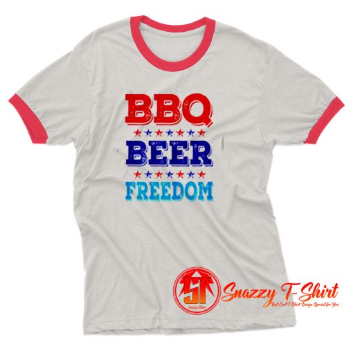 BBQ BEER FREEDOM Ringer Tee