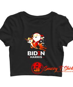 BIDEN HARRIS Santa Claus riding Reindeer Christmas Crop Top Shirt