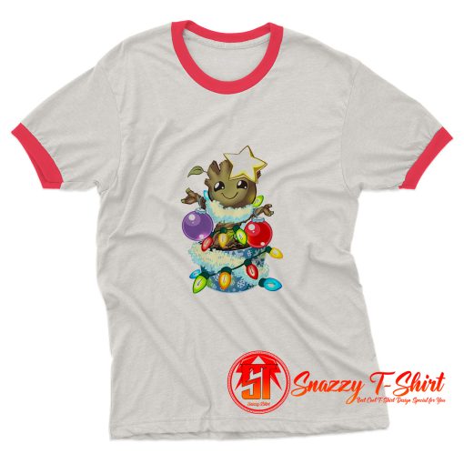 Baby Groot Guardians Christmas Ringer Tee