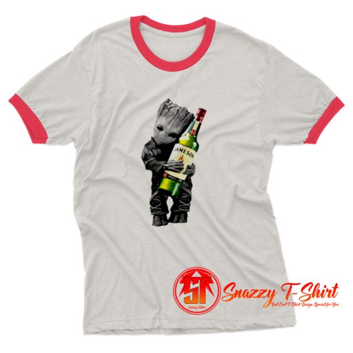 Baby Groot Hug Jameson Wine Ringer Tee