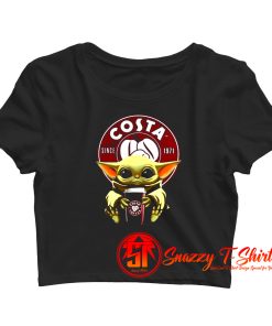 Baby Yoda Hug Costa Coffee Crop Top Shirt