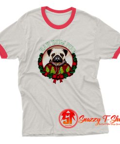 Bah Hum Pug Funny Christmas Pun for Pug Lovers Ringer Tee