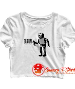 Banksy Robot Barcode Crop Top Shirt