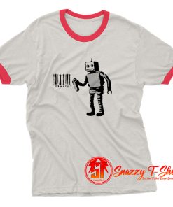 Banksy Robot Barcode Ringer Tee