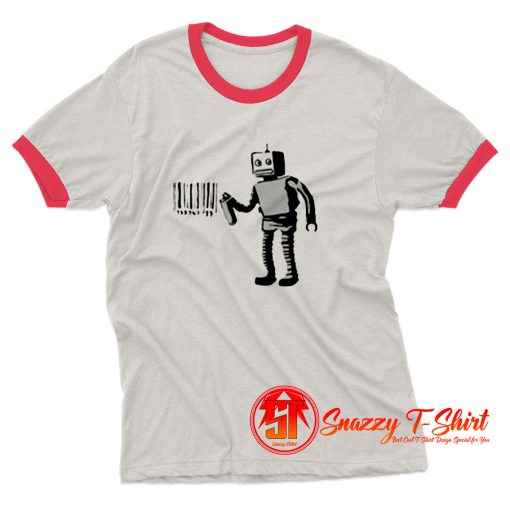 Banksy Robot Barcode Ringer Tee