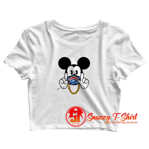 Bape X Mickey Gang Parody Crop Top Shirt