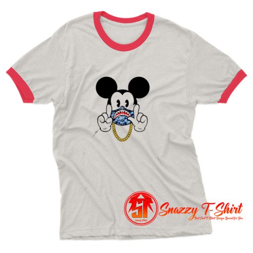 Bape X Mickey Gang Parody Ringer Tee