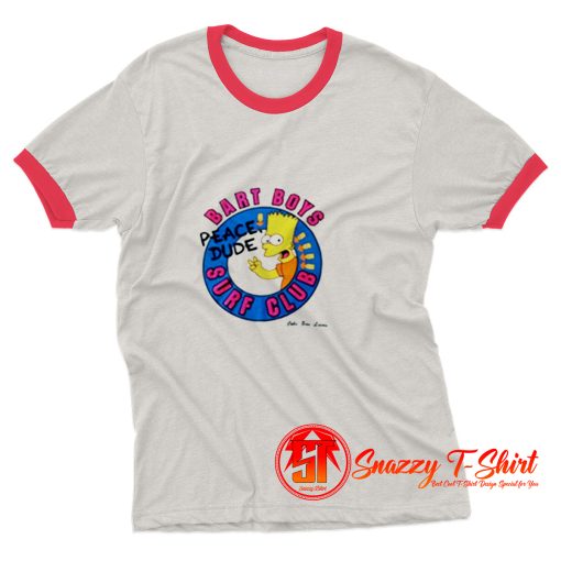 Bart Simpson Cartoon Surf Club Ringer Tee