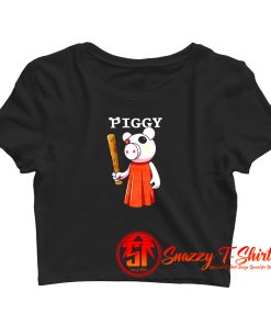 Baseball Bat Piggy Character Crop Top Shirt