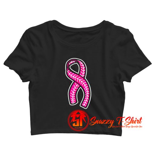 Baseball Pink Ribbon Crop Top Shirt