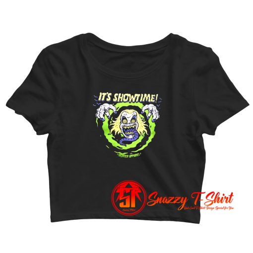 Beetlejuice Its Showtime Vintage Horror Crop Top Shirt