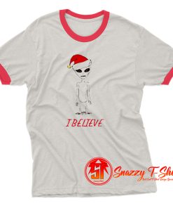 Believe Alien Christmas Ringer Tee