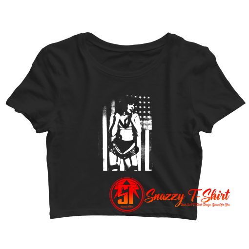 Bettie American Flag Retro Pin Up Girl Crop Top Shirt