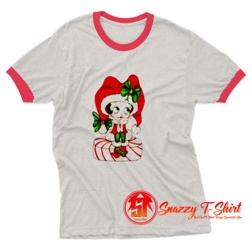 Betty Boop Cute action Christmas Ringer Tee