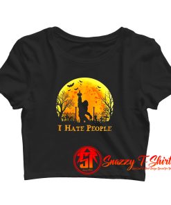 Bigfoot Holloween I hate people Sunset Crop Top Shirt