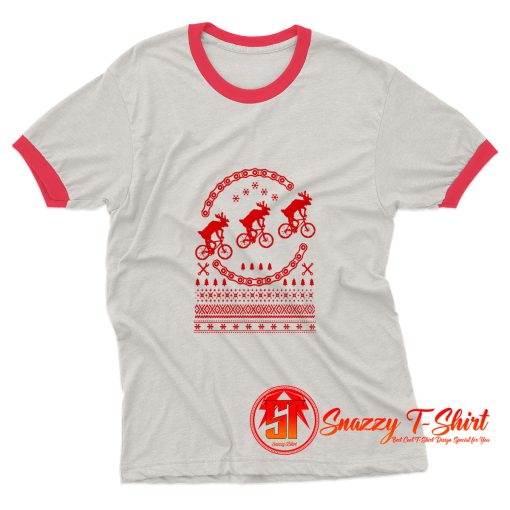 Bikes Ugly Christmas Ringer Tee