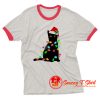 Black Cat Christmas Light Ringer Tee